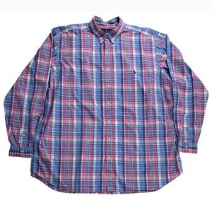 Ralph Lauren Men's 3XLT Stretch Plaid Long Sleeve Button Down Shirt with Pony